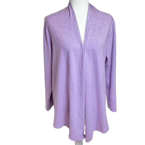 Chico’s Zenergy Cardigan Size 2 (12/14) Lavender Rib Mix Drape Open Sweater NWT - Picture 1 of 11